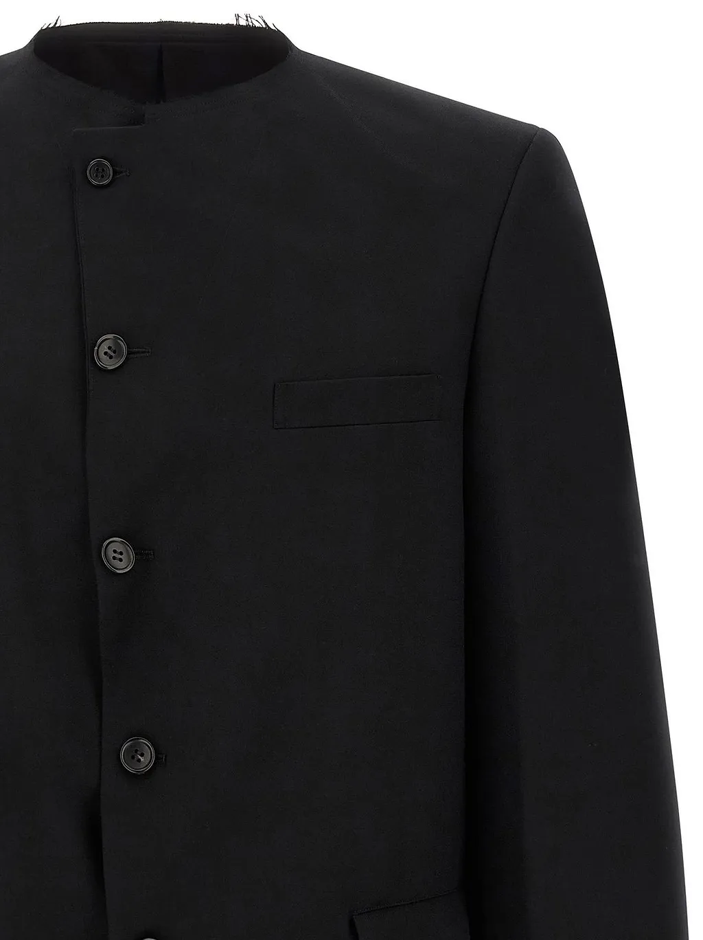 Black Comme Des GarÇOns Raw Cut Collarless Blazer