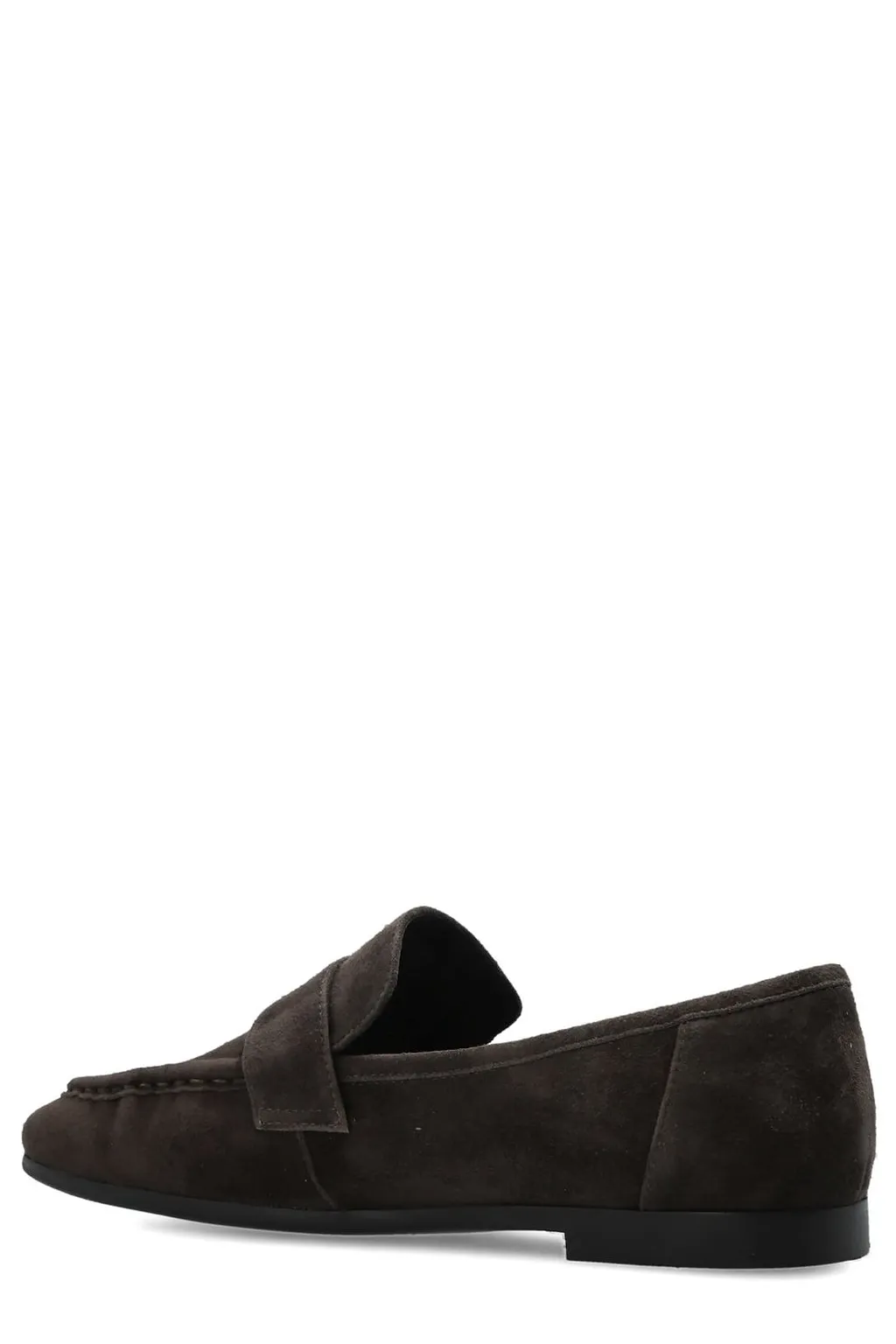 Black Suede Studio Arrow Penny Loafers