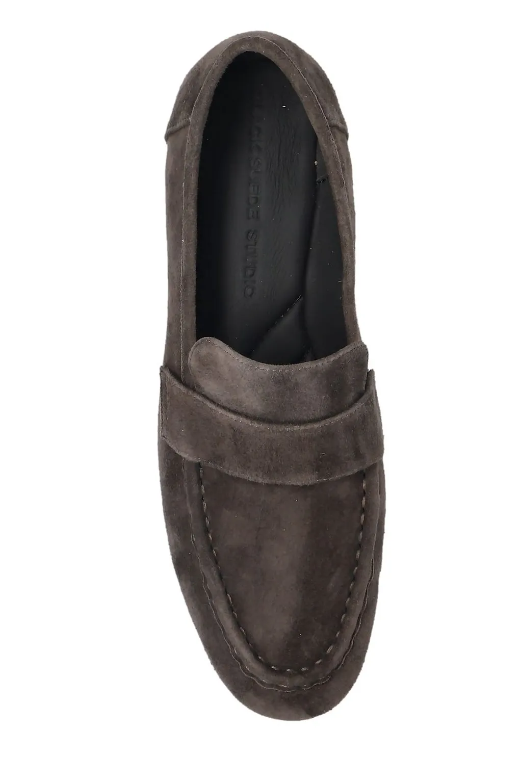 Black Suede Studio Arrow Penny Loafers