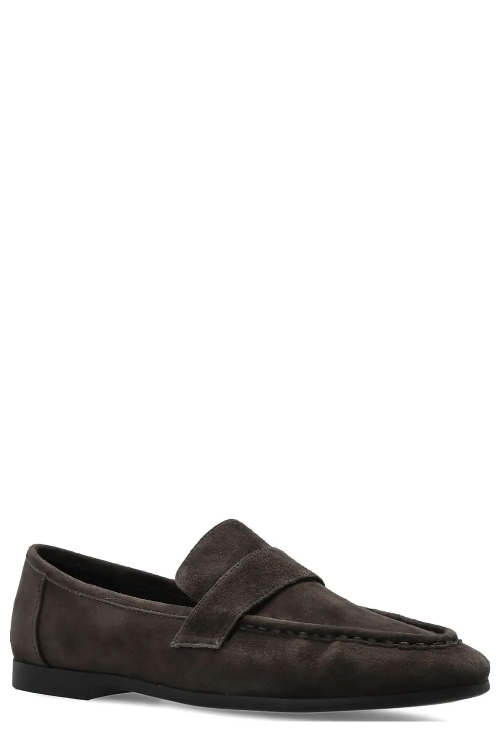 Black Suede Studio Arrow Penny Loafers