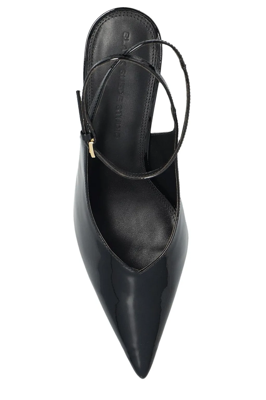 Black Suede Studio Eliana Ankle-Strap Wedge Pumps