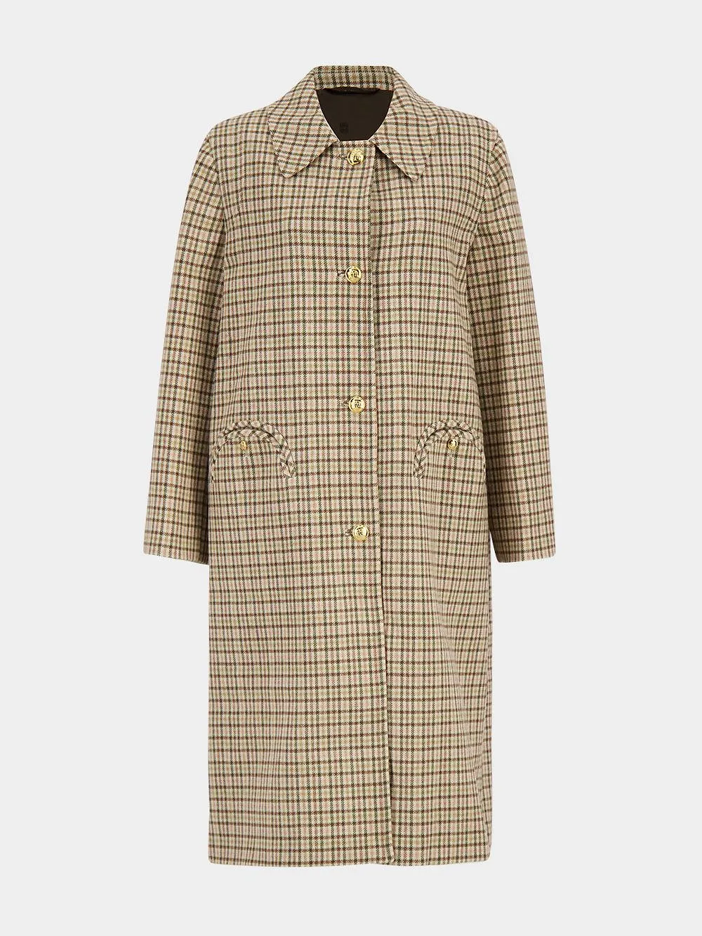 Blazé Milano Single Breasted Checked Long Coat
