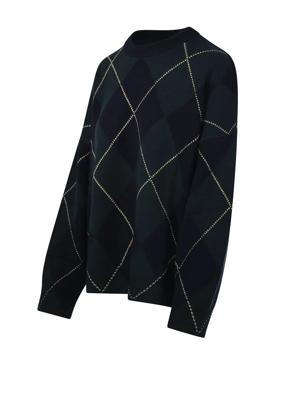 Be You Argyle Crew Neck Knitted Sweater