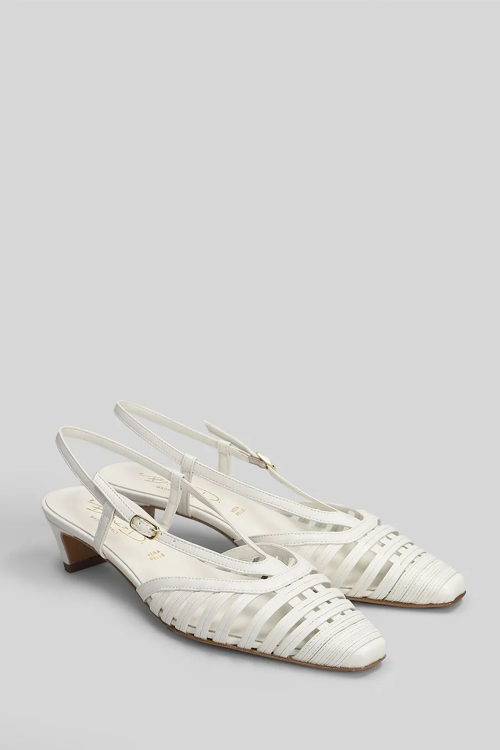 Bianca Di Caged-Design Slingback Buckled Pumps