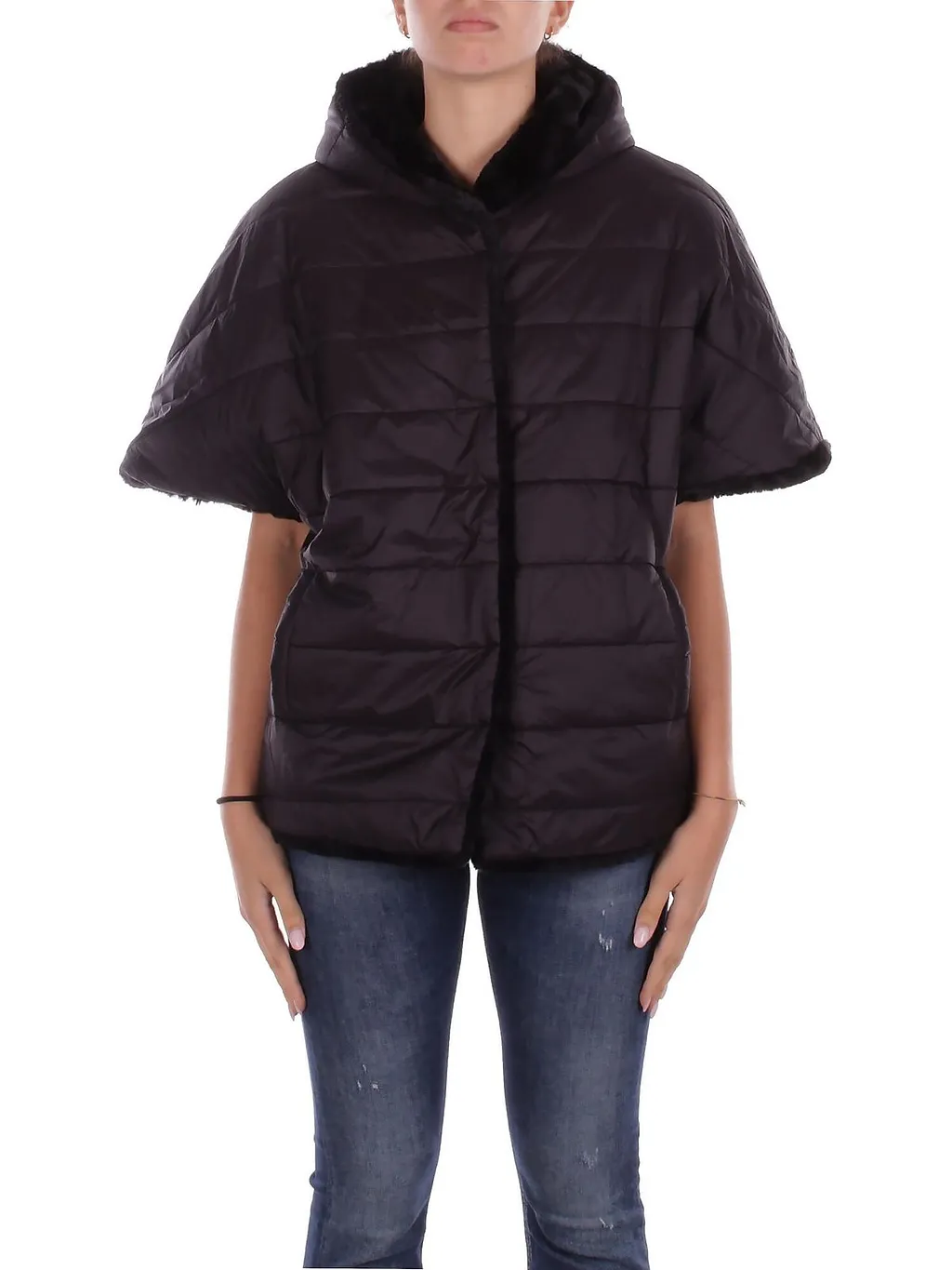 Blugirl Faux Fur-Trim Short Sleeved Quilted Coat