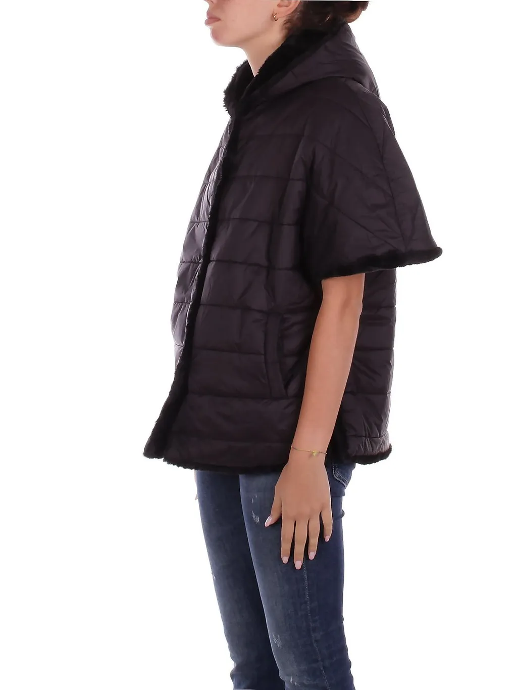 Blugirl Faux Fur-Trim Short Sleeved Quilted Coat