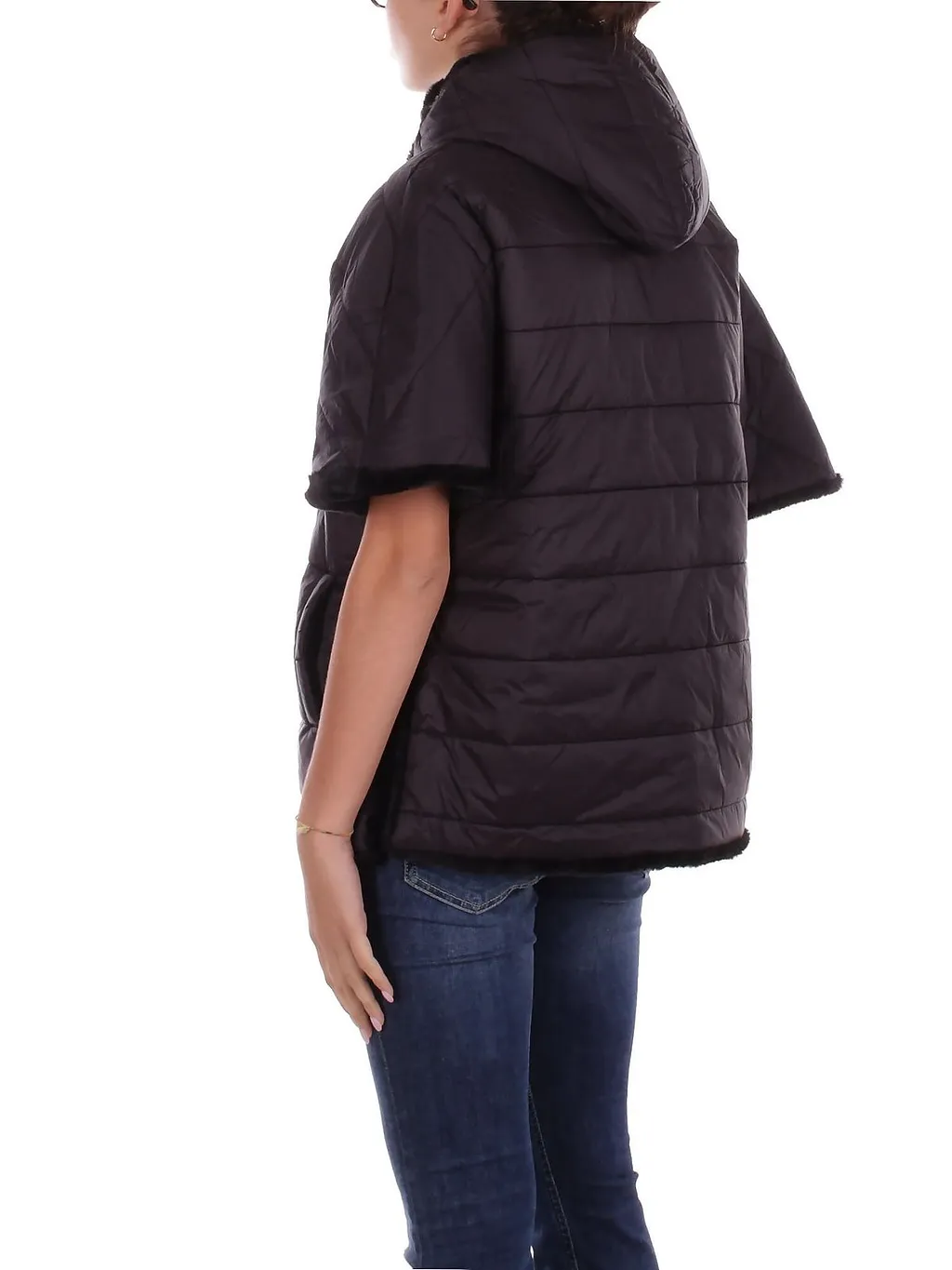 Blugirl Faux Fur-Trim Short Sleeved Quilted Coat