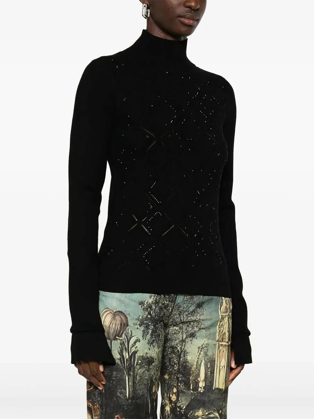 Blugirl Rhombus Pattern High Neck Knitwear