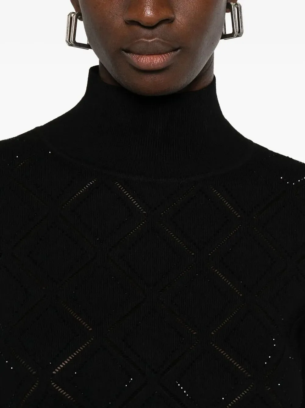 Blugirl Rhombus Pattern High Neck Knitwear