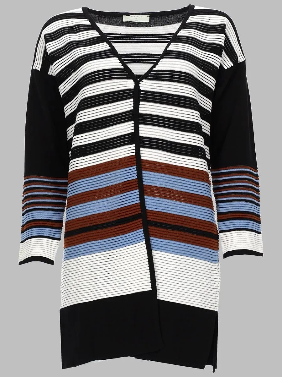 Beatrice B Striped Longline Cardigan