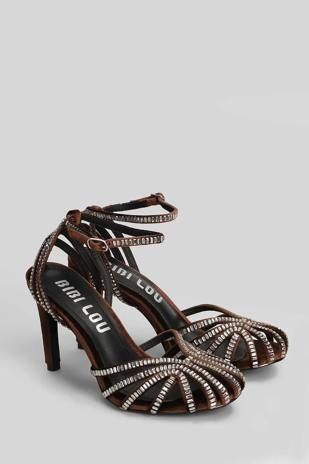 Bibi Lou High Stiletto Heel Embellished Cage Sandals