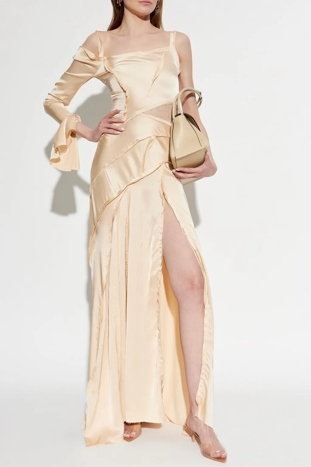 Blumarine Asymmetric Satin Maxi Dress