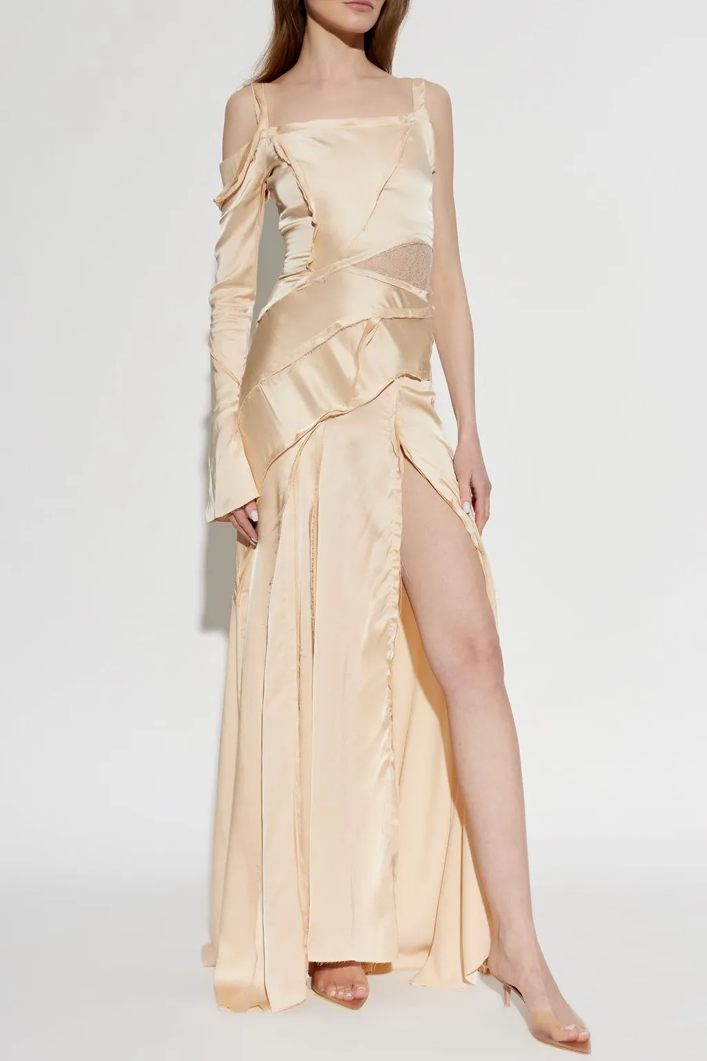 Blumarine Asymmetric Satin Maxi Dress