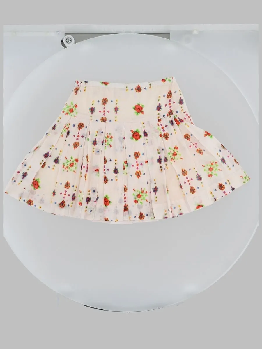 Bellerose Kids Pleated Floral Skirt