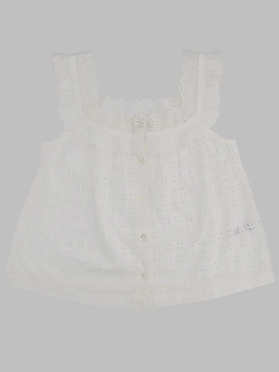 Bellerose Kids Ruffled Eyelet Tank Top