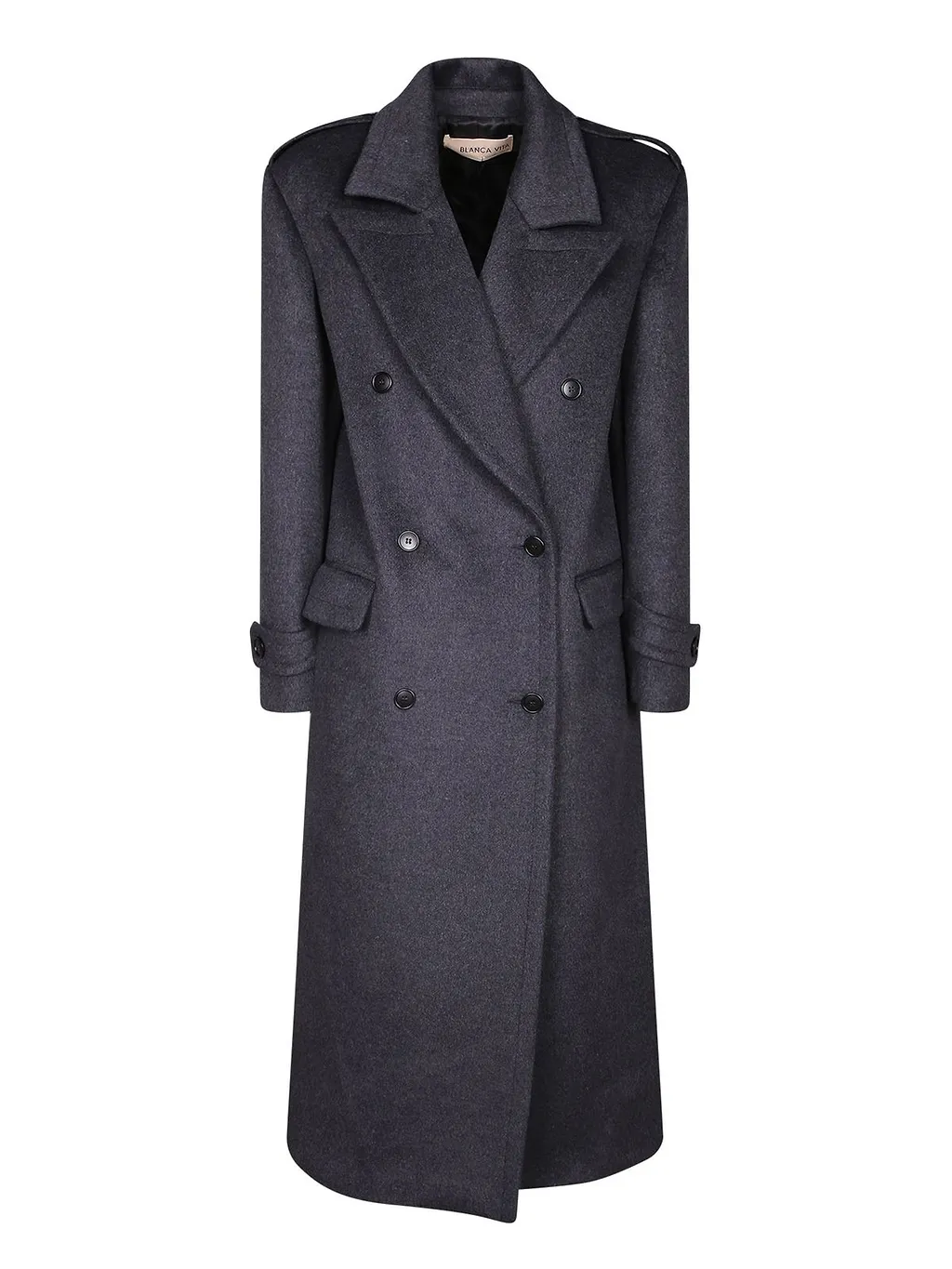 Blanca Vita Double-Breasted Peak-Lapel Coat