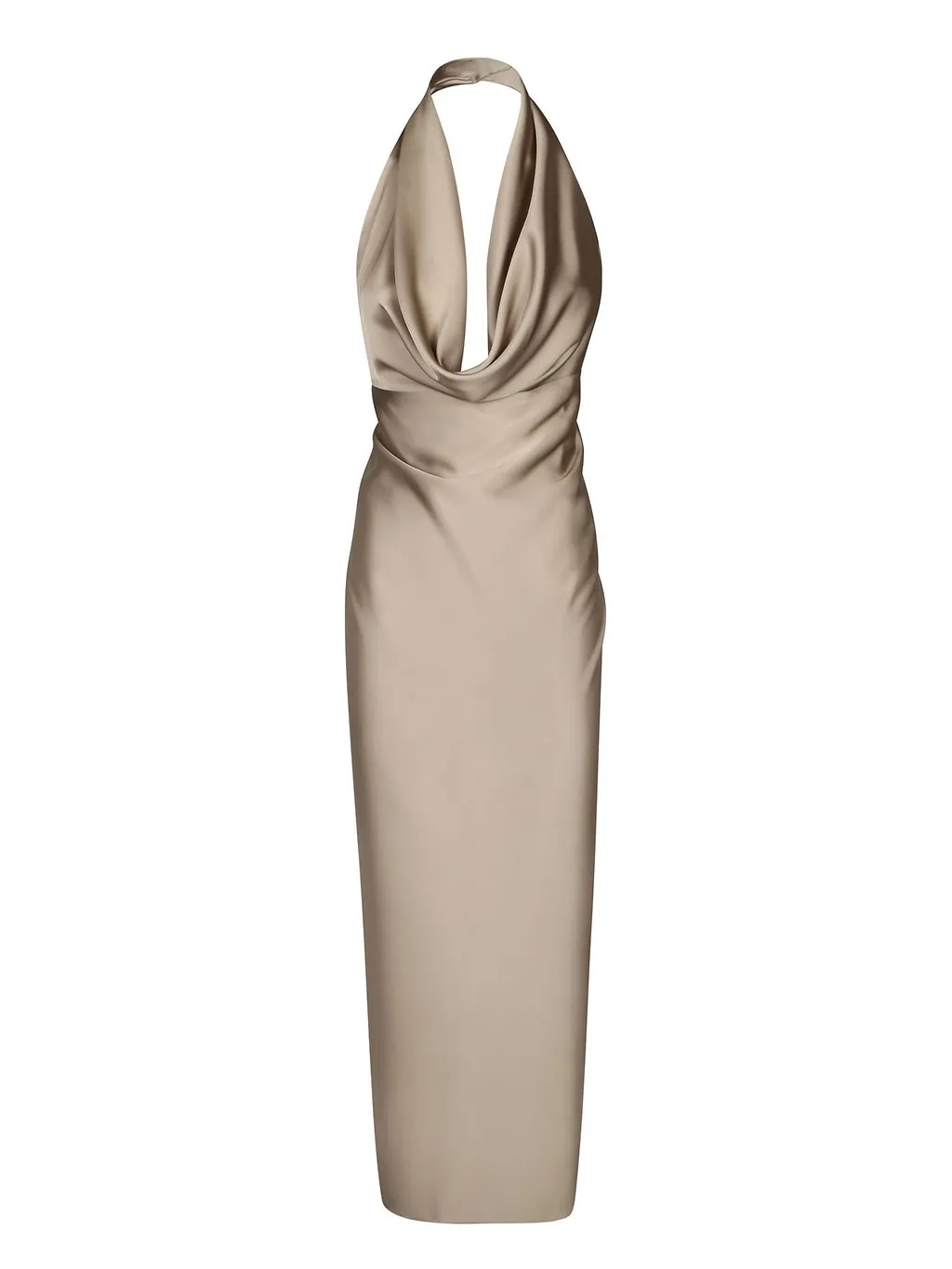 Blanca Vita Draped Halterneck Satin Dress