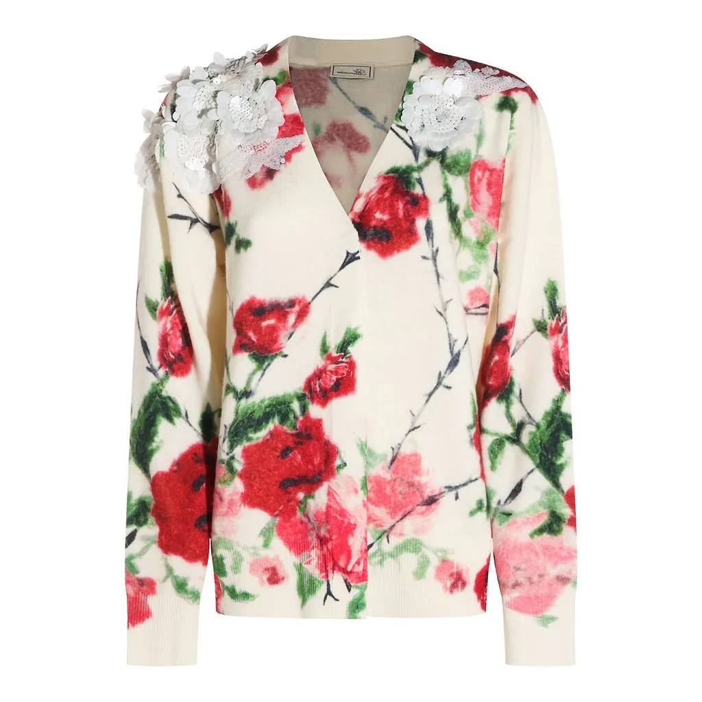 Blumarine Floral Motif V-Neck Jumper
