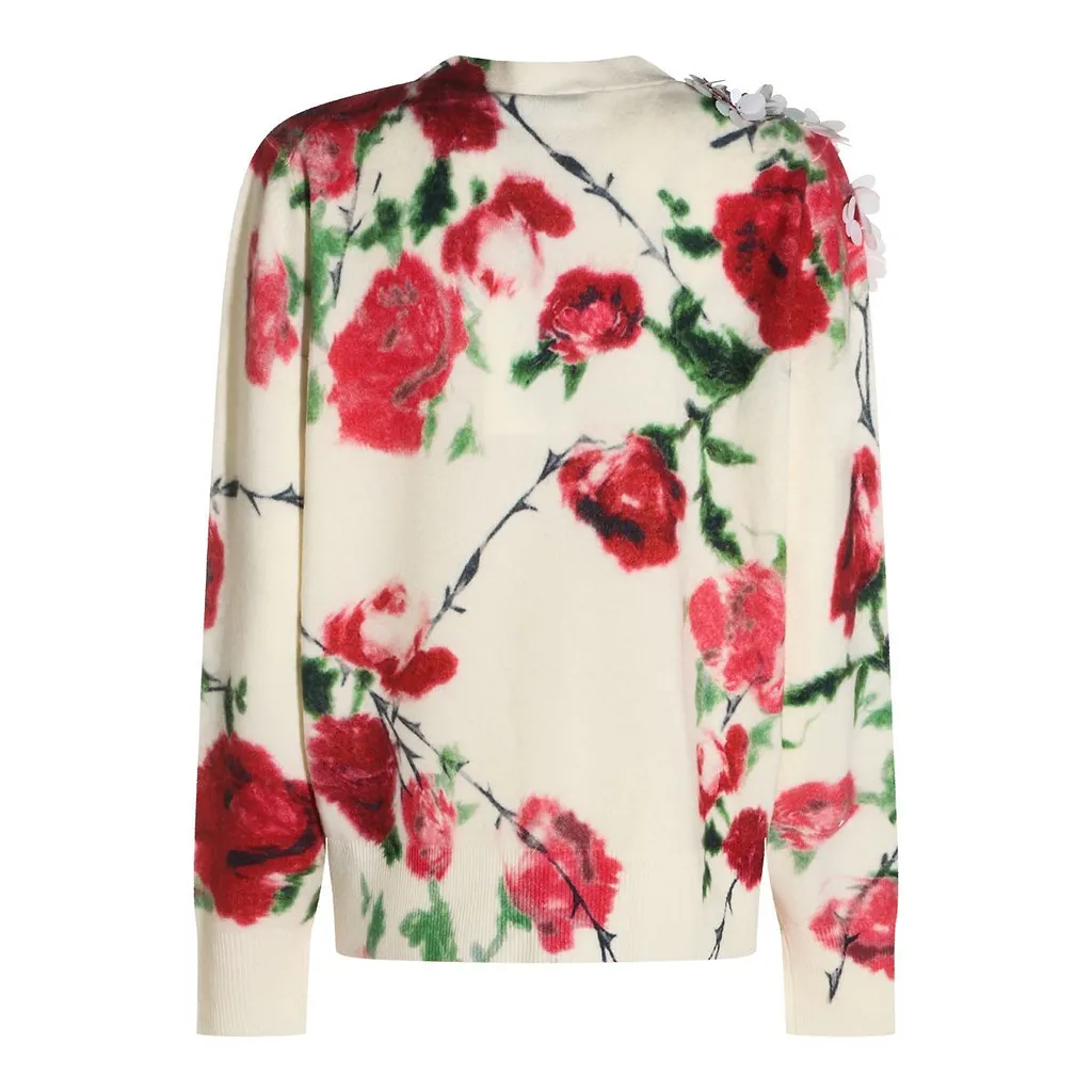 Blumarine Floral Motif V-Neck Jumper