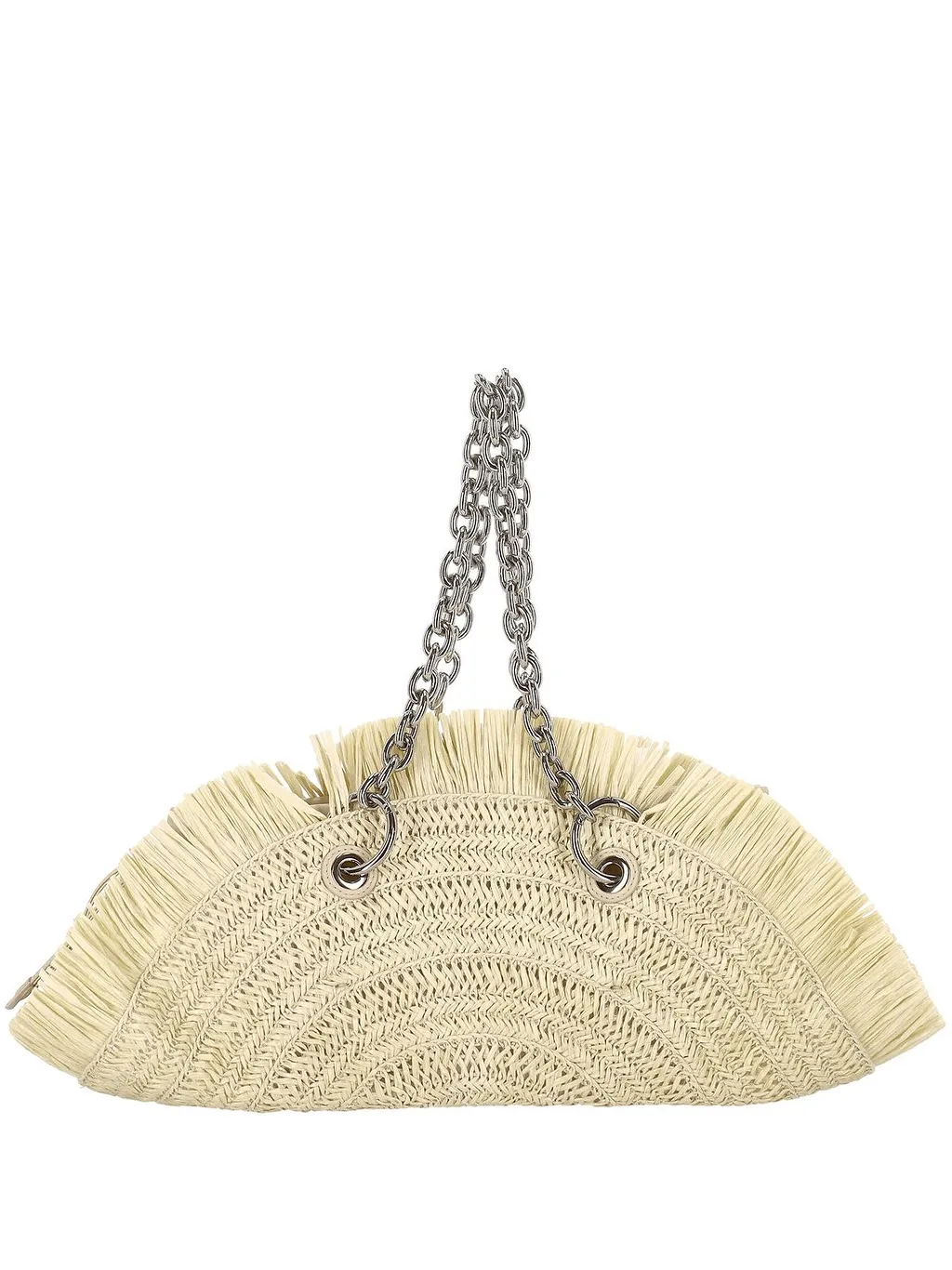 Blumarine Fringed Woven Tote Bag