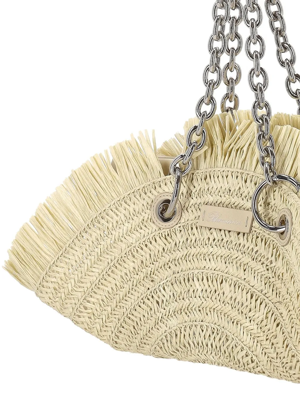 Blumarine Fringed Woven Tote Bag