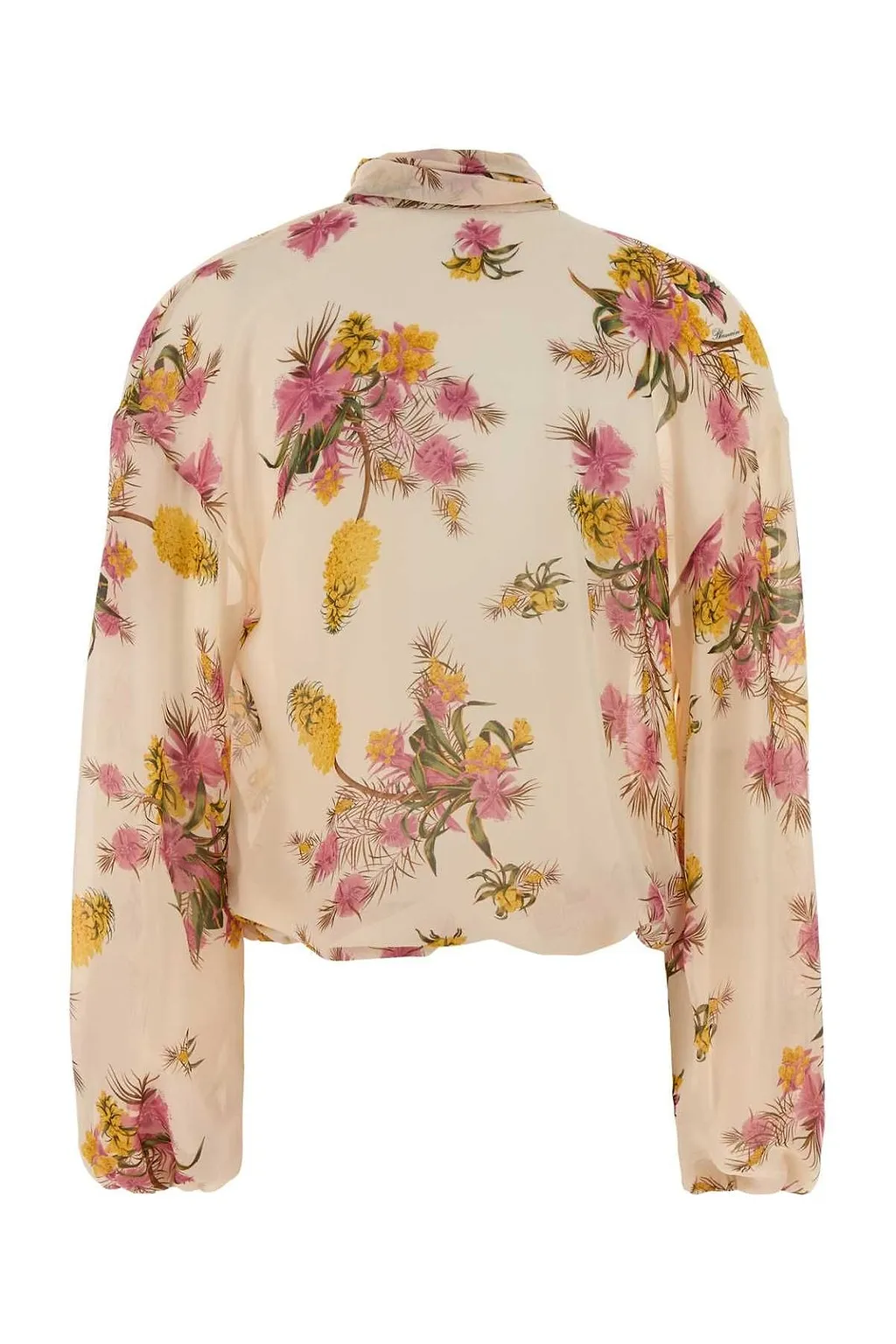 Blumarine Floral Printed Tied-Neck Georgette Top