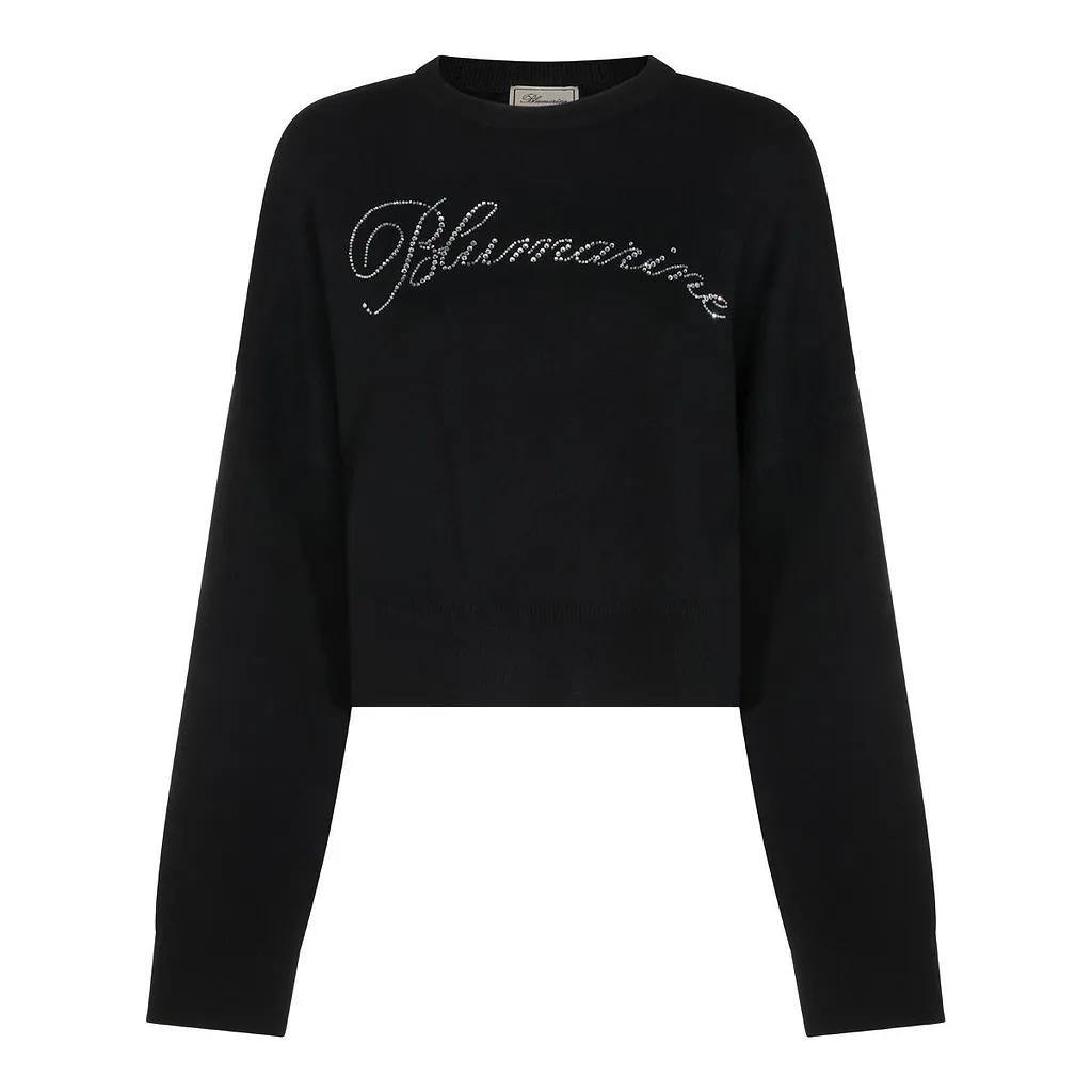 Blumarine Logo Embellished Cropped Sweatershirt