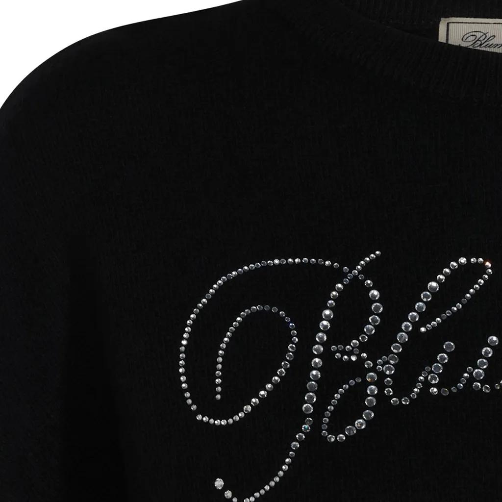 Blumarine Logo Embellished Cropped Sweatershirt