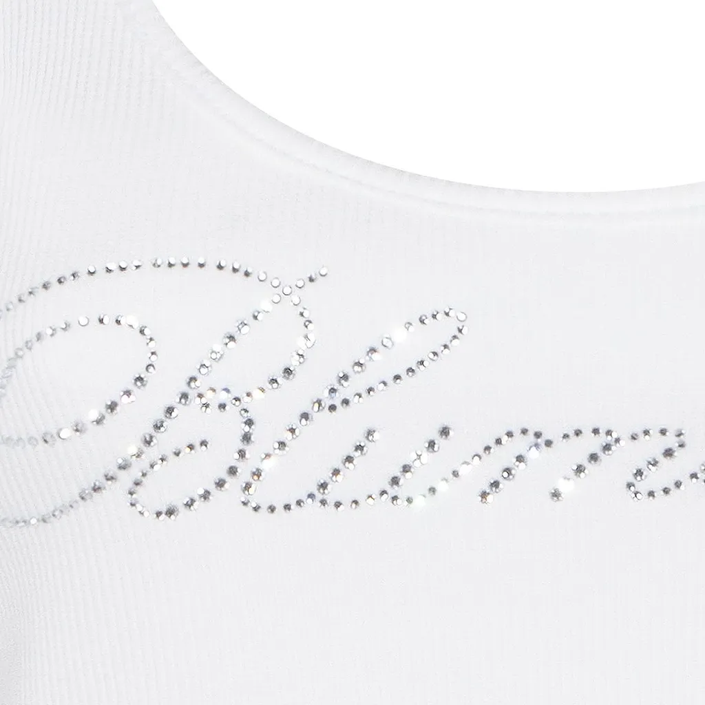 Blumarine Logo-Embellished Ribbed Top