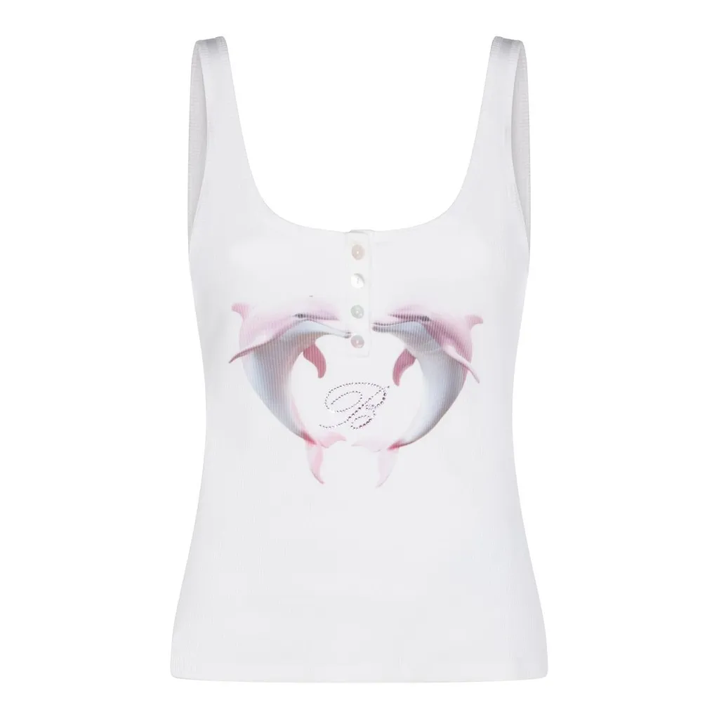 Blumarine Logo-Embellished Sleeveless Top