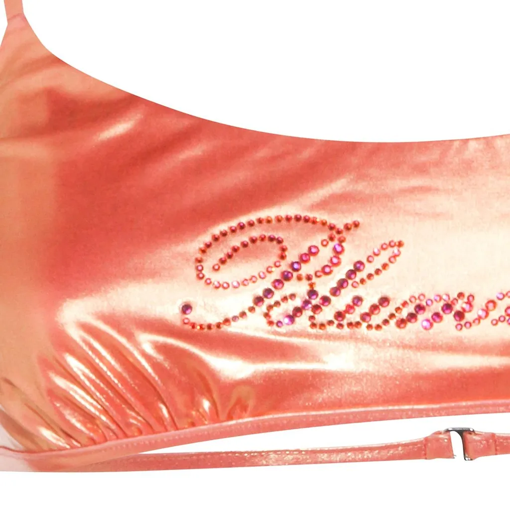 Blumarine Logo Embellished Strapped Bikini Top