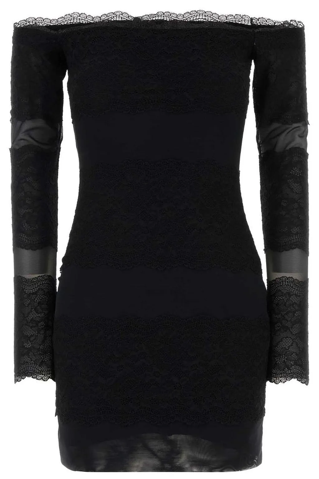 Blumarine Long Sleeved Off-Shoulder Mini Dress