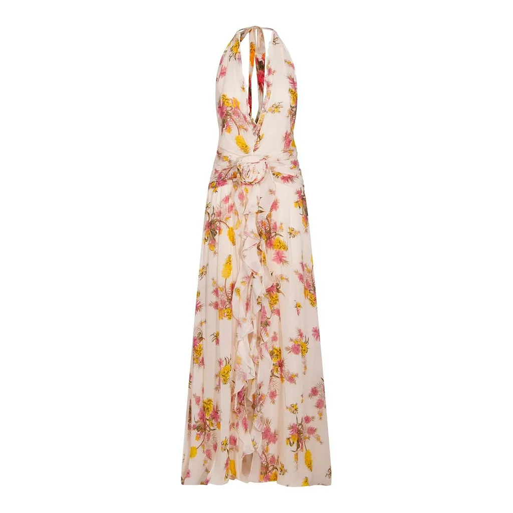 Blumarine Pattern-Printed Open-Back Dress