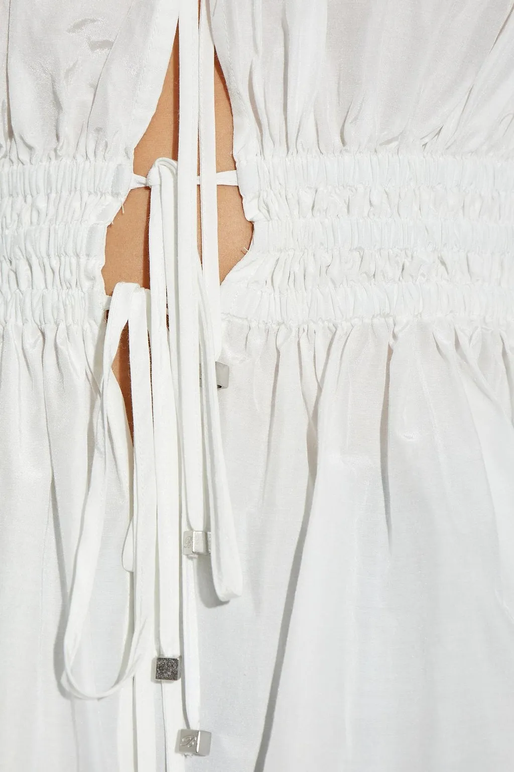 Blumarine Off-Shoulder Ruffled Lace-Up Top