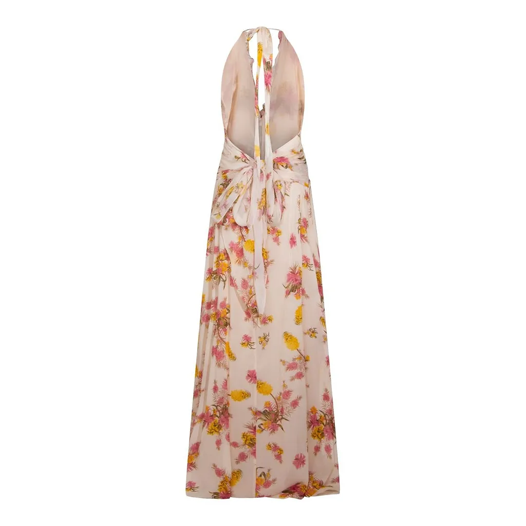 Blumarine Pattern-Printed Open-Back Dress