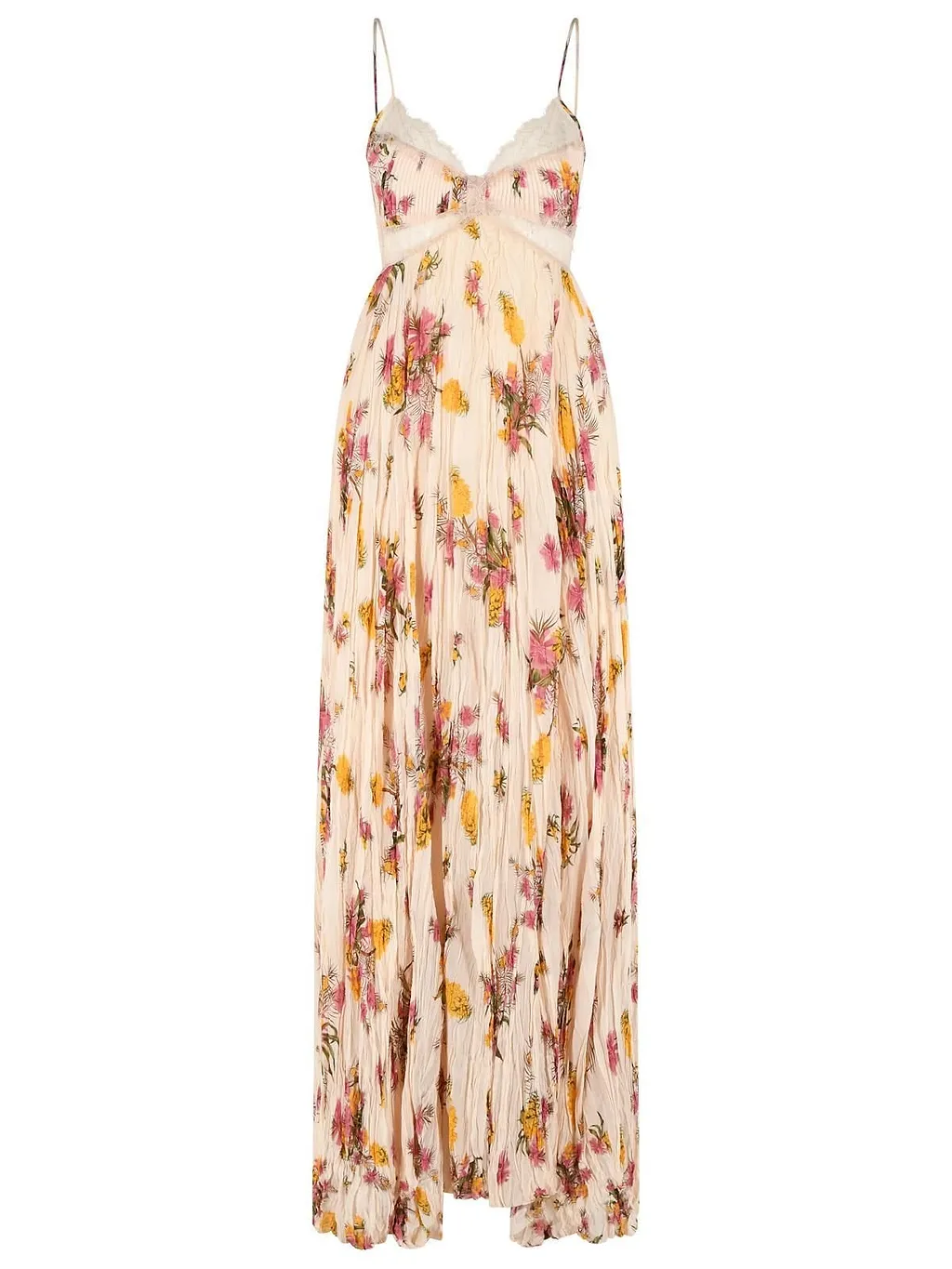 Blumarine Pleated Printed Off Shoulder Dress