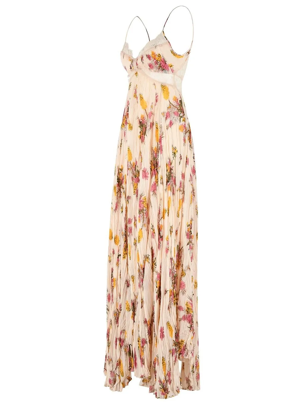 Blumarine Pleated Printed Off Shoulder Dress