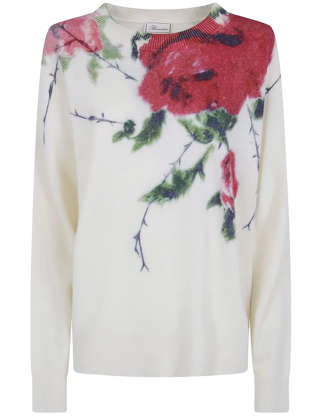 Blumarine Rose Print Knitted Sweater