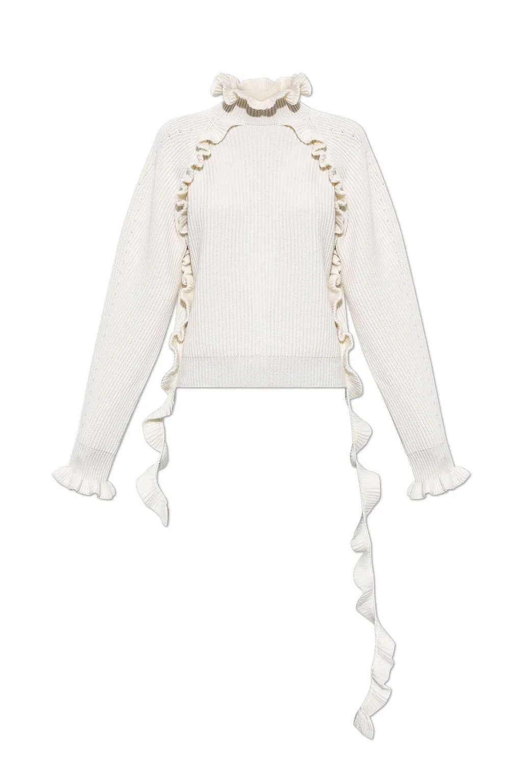 Blumarine Ruffled High-Neck Knitted Sweater