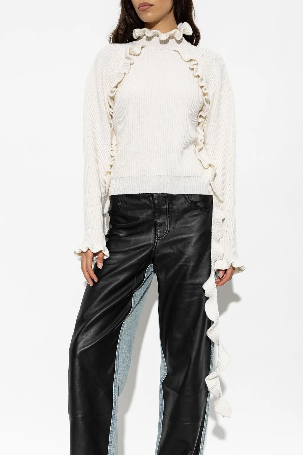 Blumarine Ruffled High-Neck Knitted Sweater