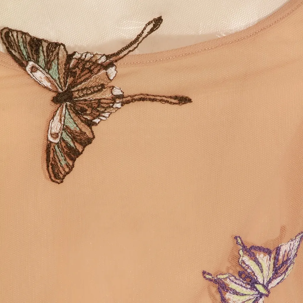 Blumarine Sheer Butterfly-Embroidered Top