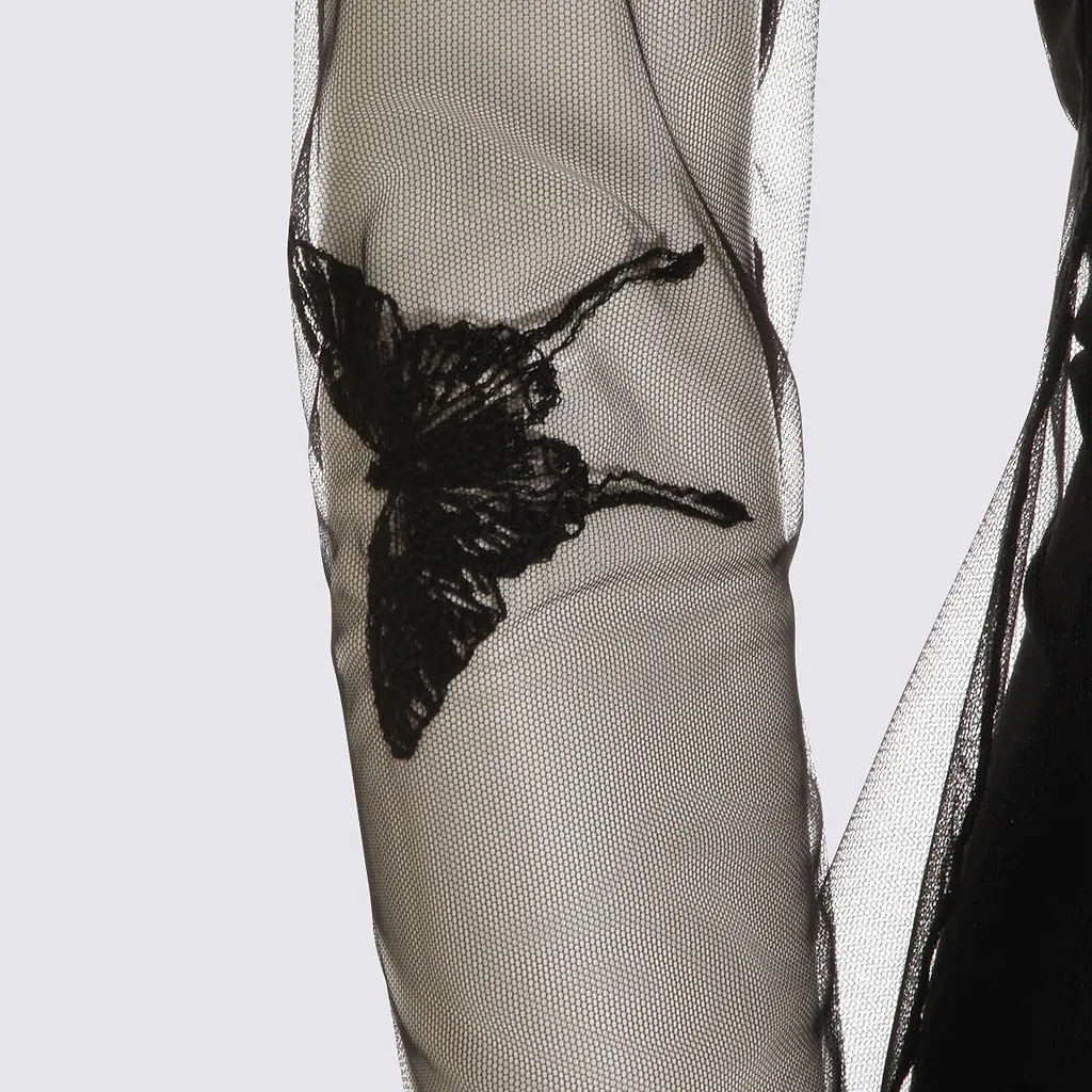Blumarine Sheer Butterfly-Embroidered Top