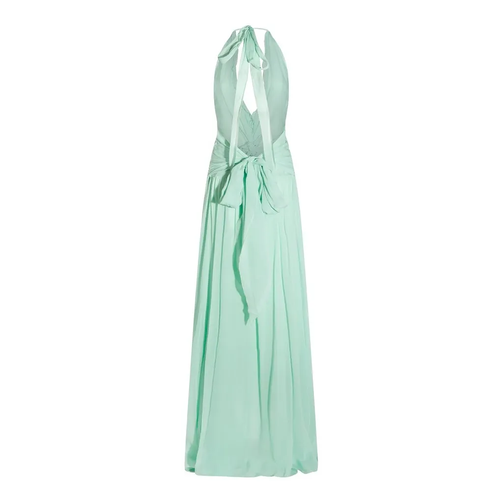 Blumarine V-Neck Open-Back Dress