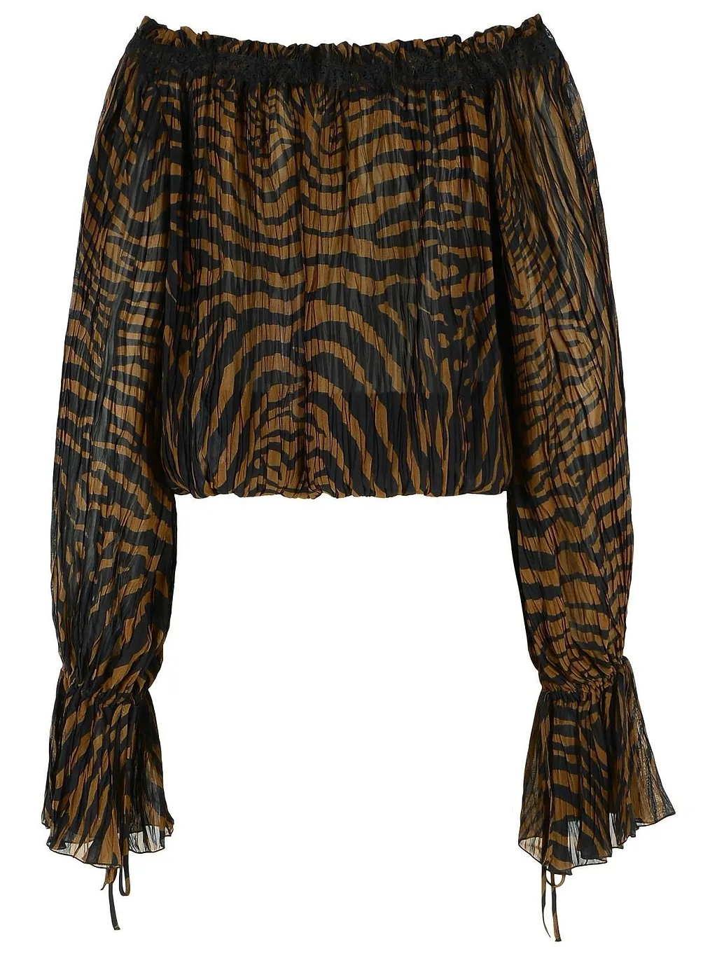 Blumarine Zebra Printed Boat Neckline Blouse