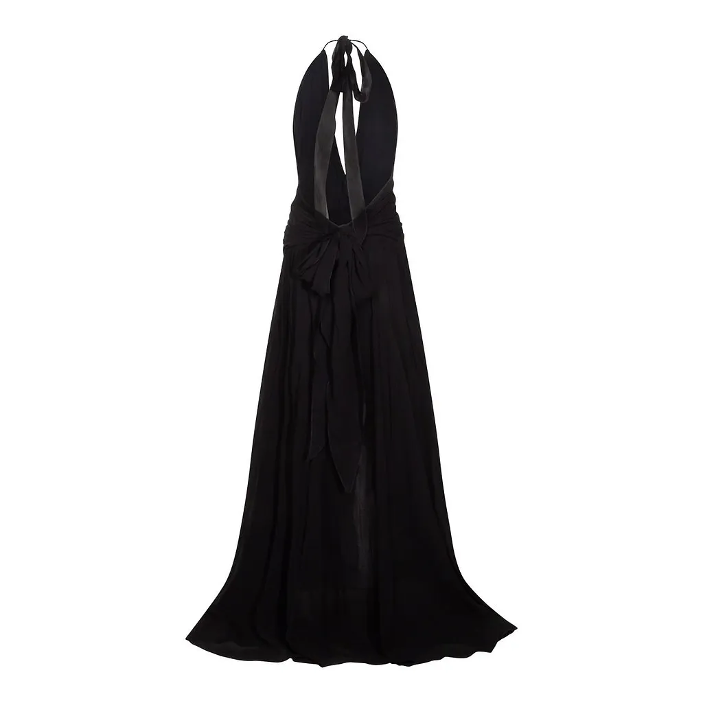 Blumarine V-Neck Open-Back Dress