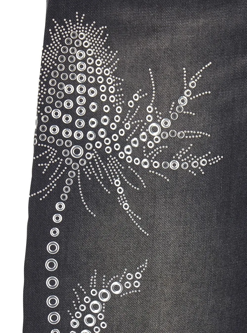 Blumarine Wide-Leg Embellished Distressed Jeans
