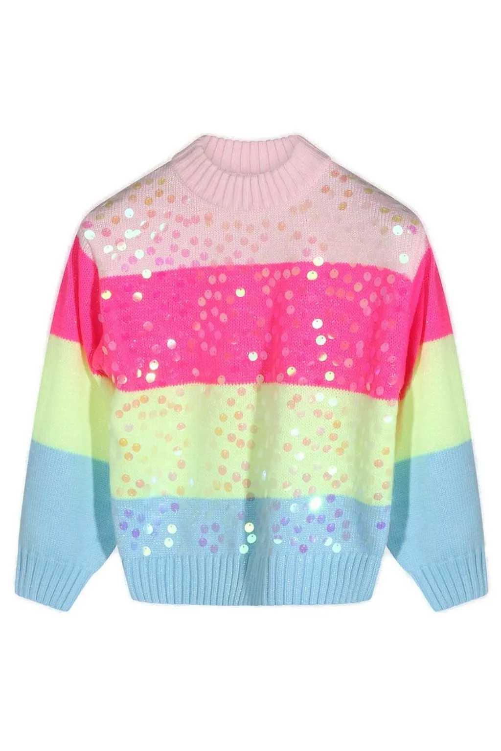 Billieblush Sequinned Striped Crewneck Jumper