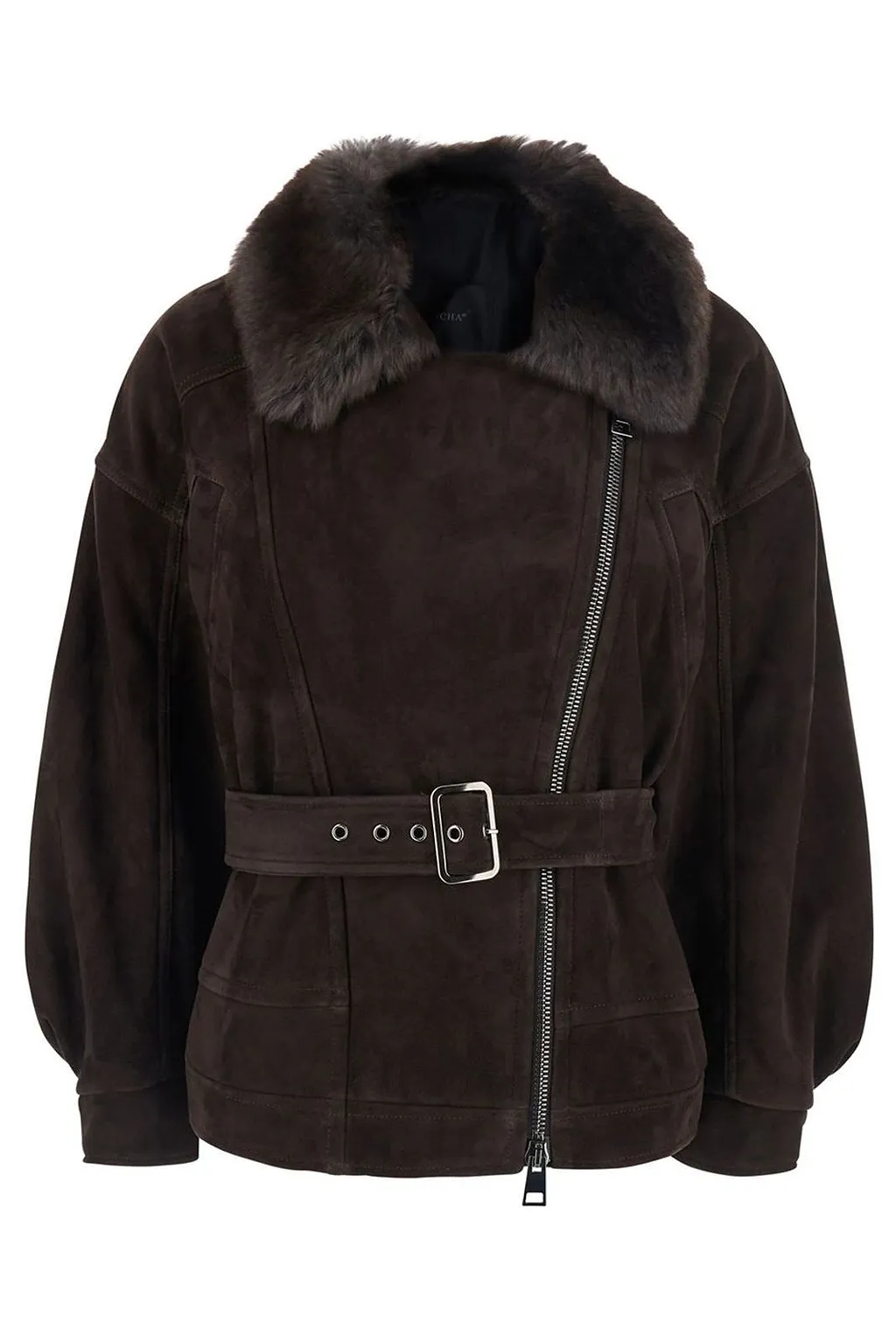 Blancha Shearling Belted Zip Jacket