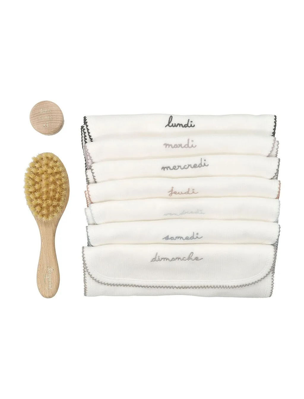 Bonpoint Seven-Pack Embroidered-Motif Tied Bibs