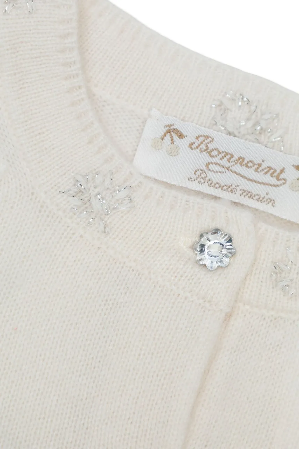 Bonpoint Teyana Hand Embroidered Crewneck Cardigan